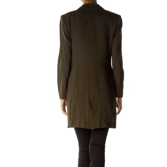 Adrienne Vittadini Brown Long Buttoned Jacket w/ Pockets - Picture 2 of 3